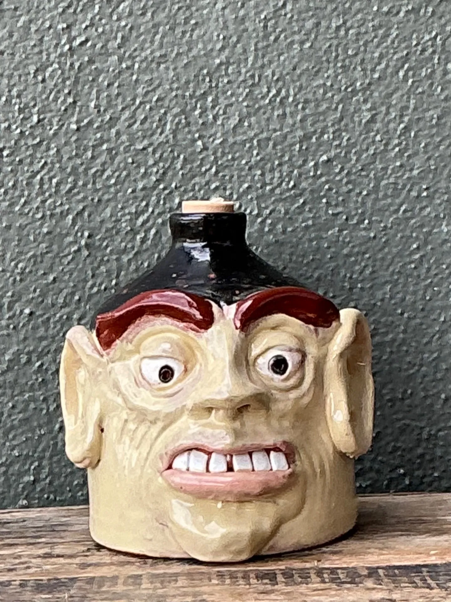 Vintage Handcrafted Ceramic Face Jug — additional photo 4
