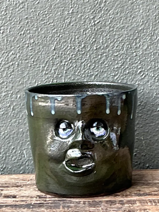 Vintage Handcrafted Ceramic Face Planter — additional photo 3
