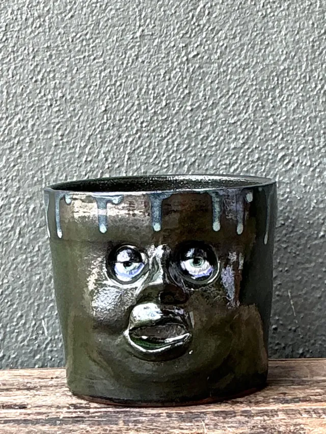 Vintage Handcrafted Ceramic Face Planter — additional photo 5