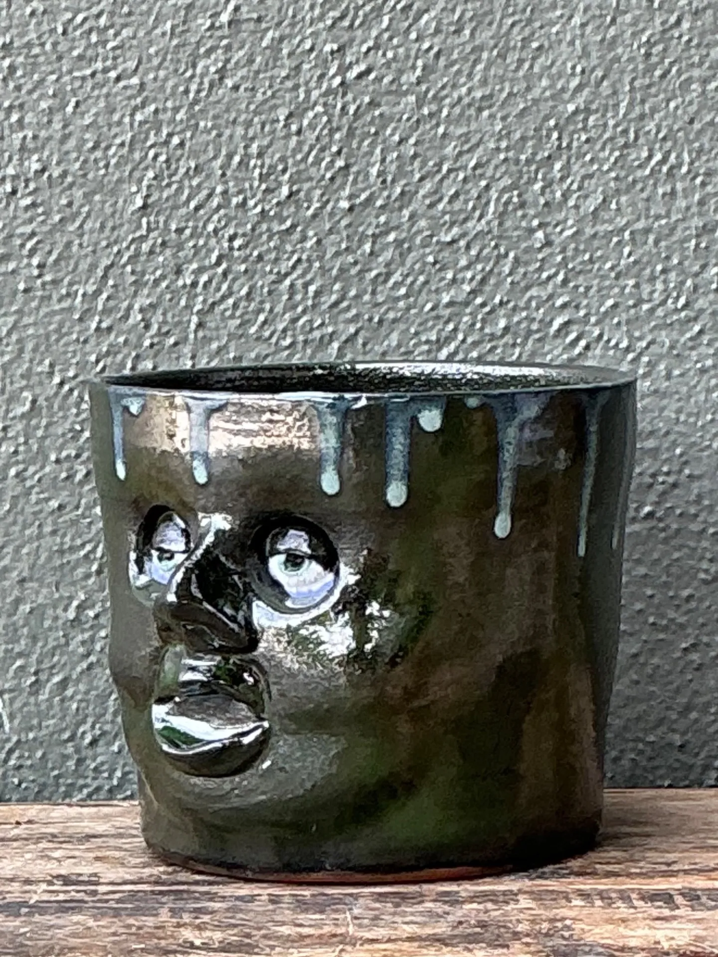 Vintage Handcrafted Ceramic Face Planter — additional photo 2
