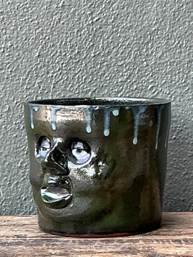 Vintage Handcrafted Ceramic Face Planter — additional photo 2