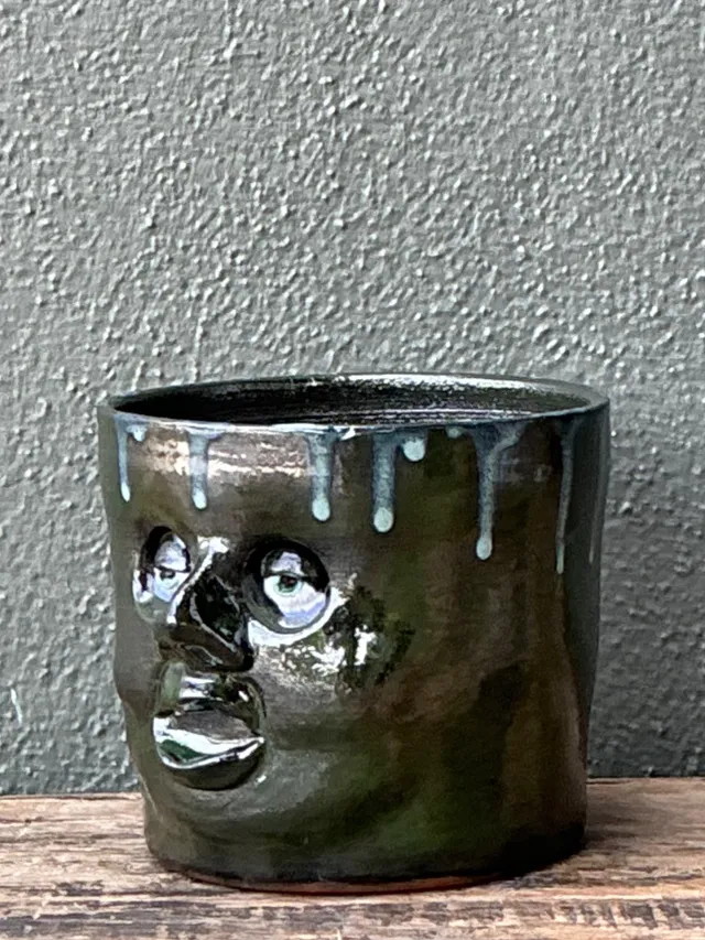 Vintage Handcrafted Ceramic Face Planter — additional photo 1