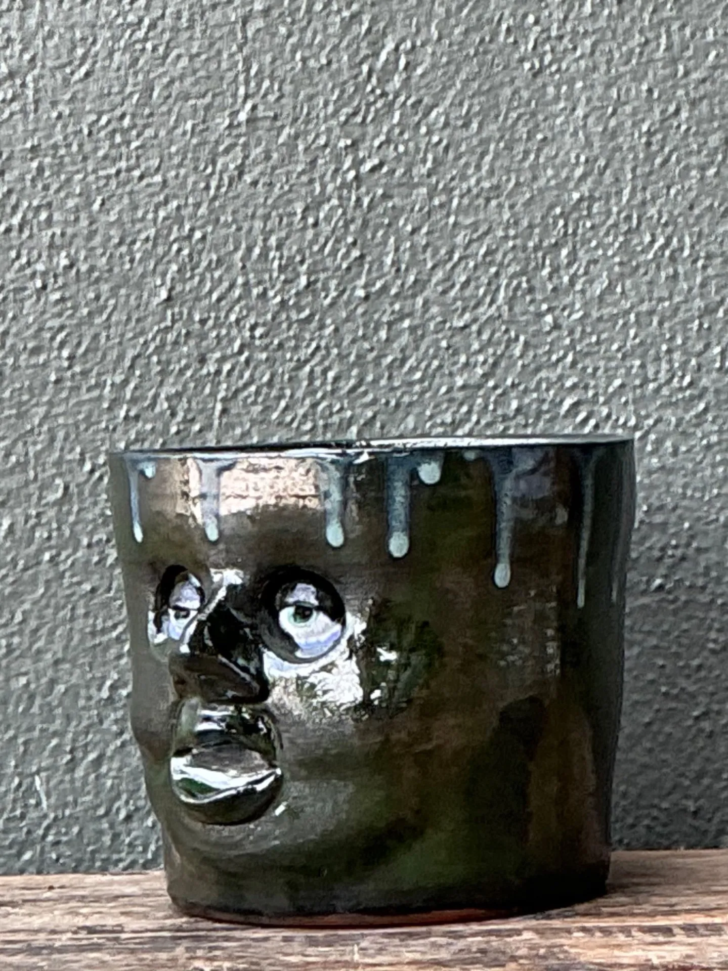 Vintage Handcrafted Ceramic Face Planter — additional photo 4