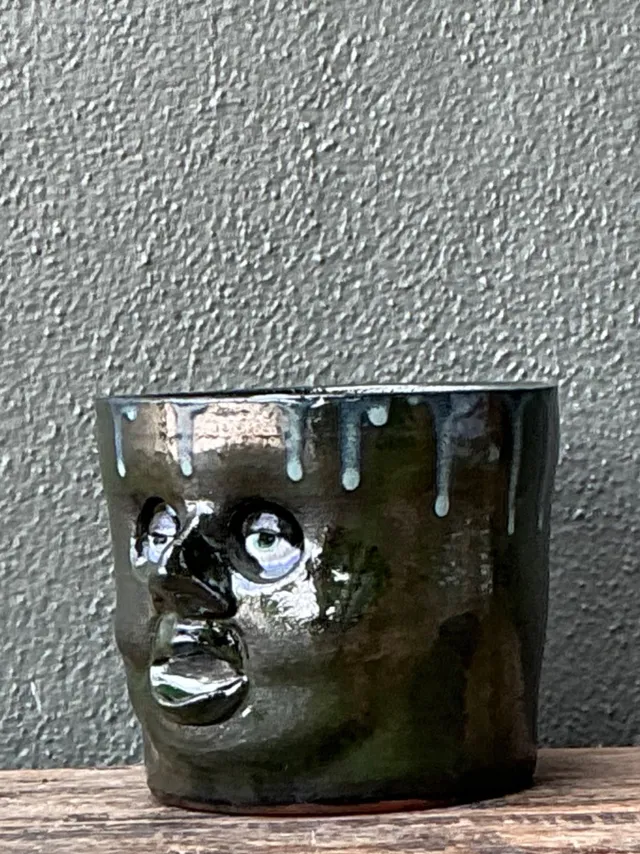 Vintage Handcrafted Ceramic Face Planter — additional photo 4