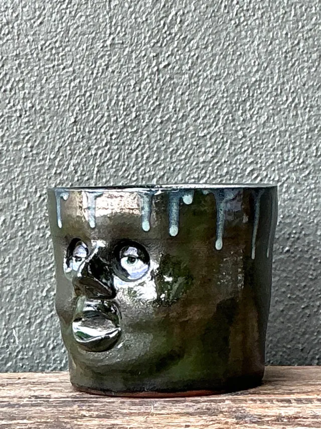 Vintage Handcrafted Ceramic Face Planter — additional photo 6