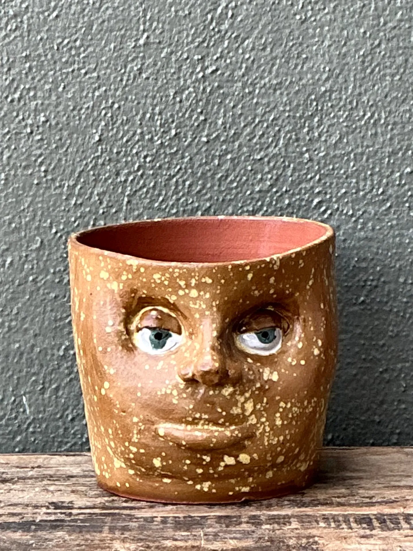 Vintage Handcrafted Ceramic Face Planter — additional photo 7