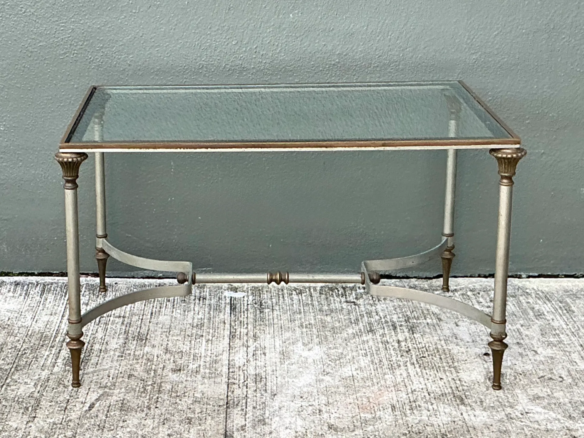 Vintage Rectangular Metal and Glass Table After Maison Jansen — additional photo 6
