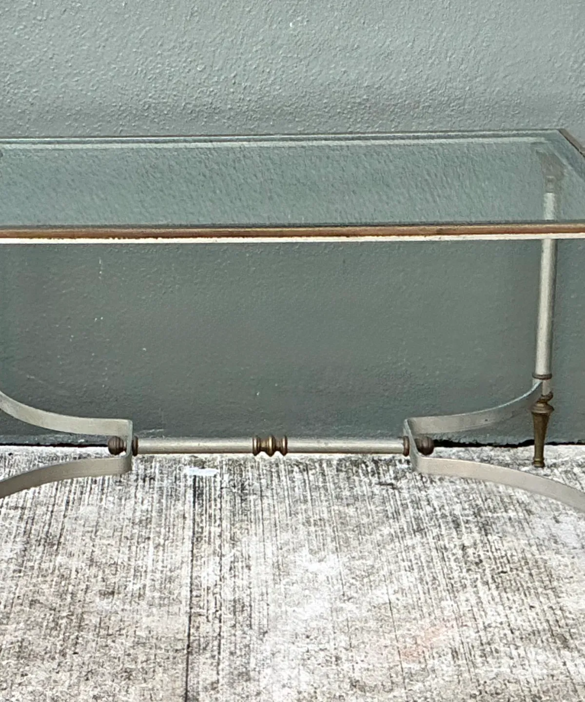Vintage Rectangular Metal and Glass Table After Maison Jansen — additional photo 6