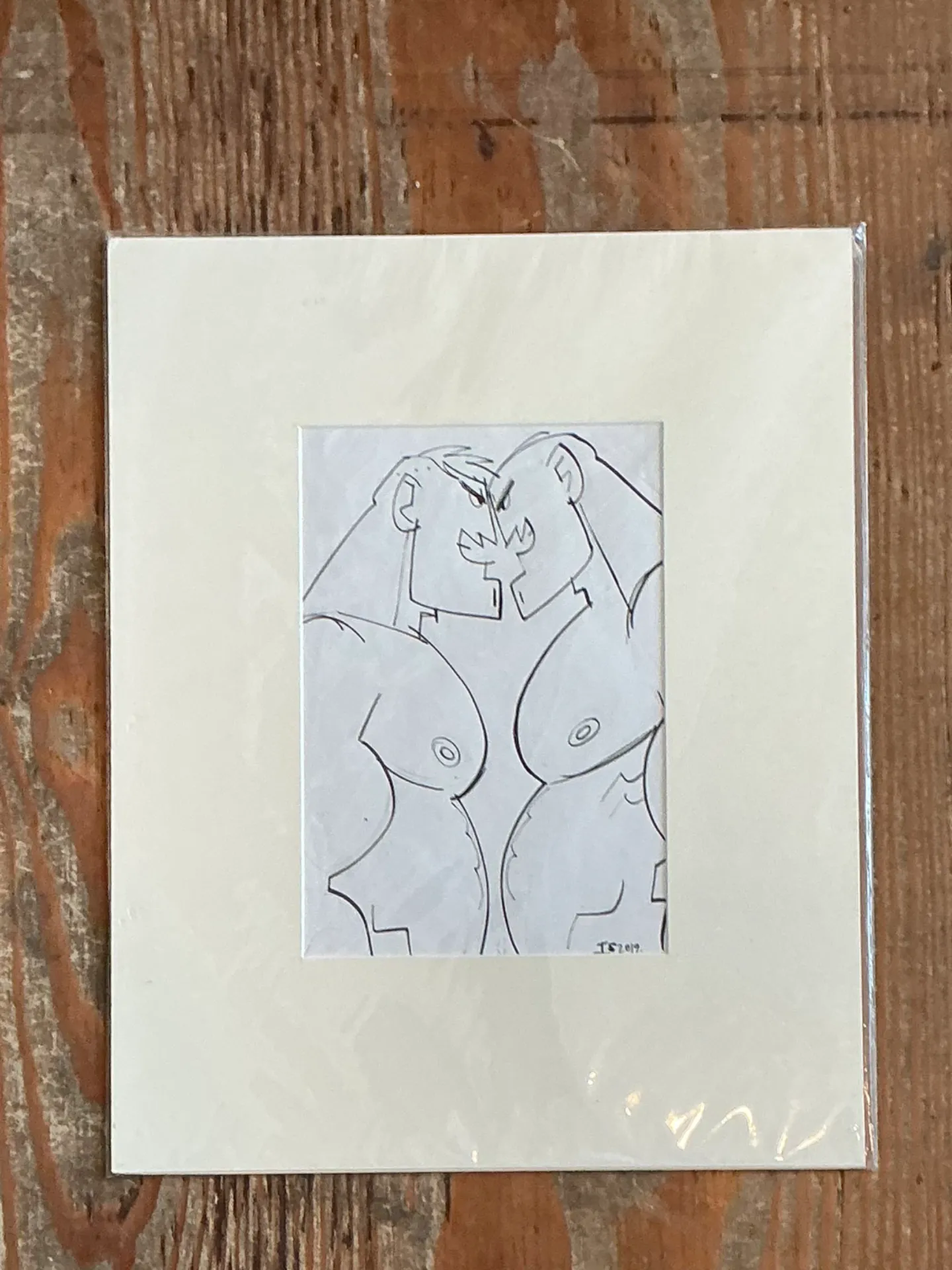 Vintage Original Sketch Of Men — additional photo 1