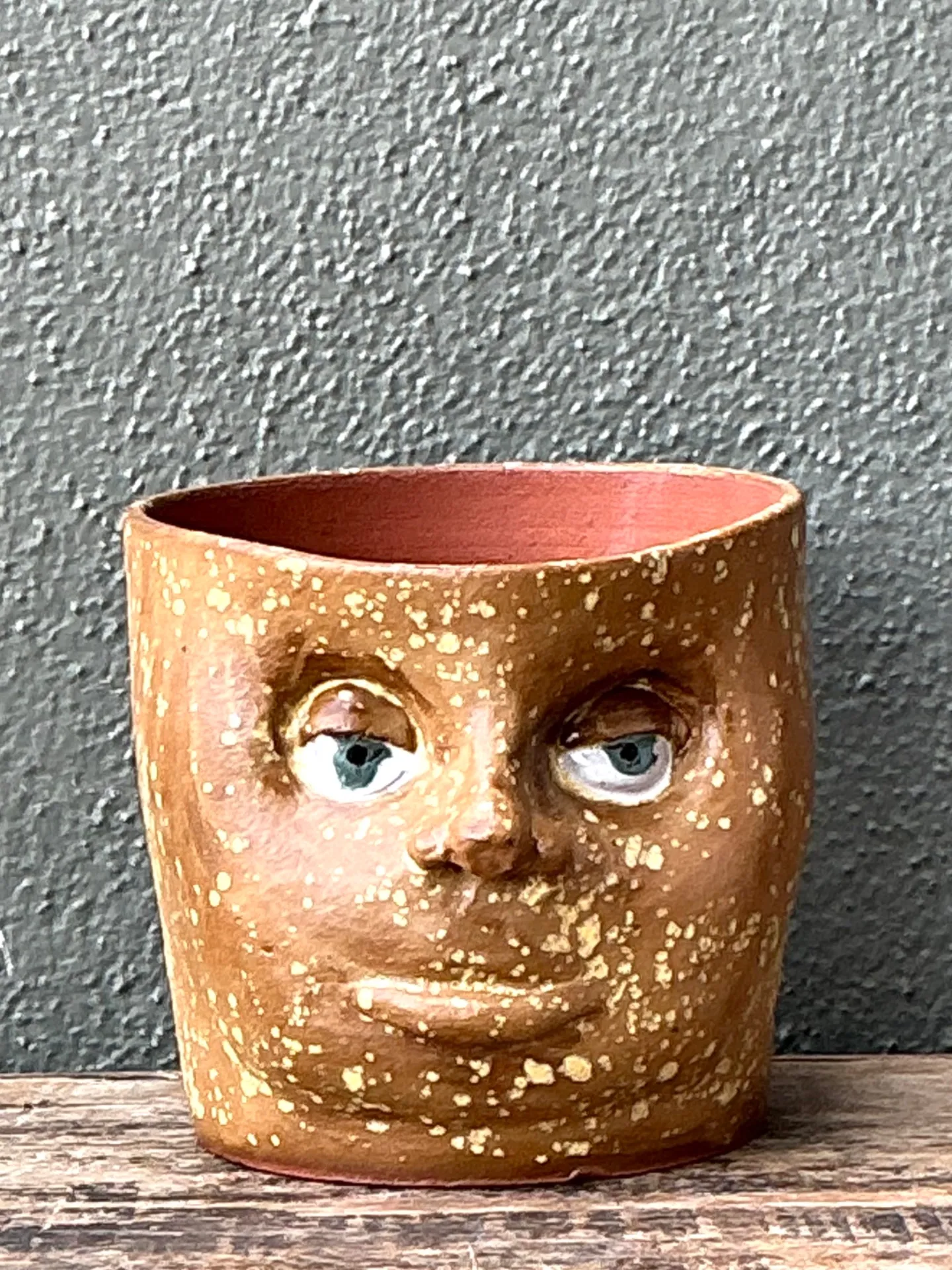 Vintage Handcrafted Ceramic Face Planter — additional photo 5