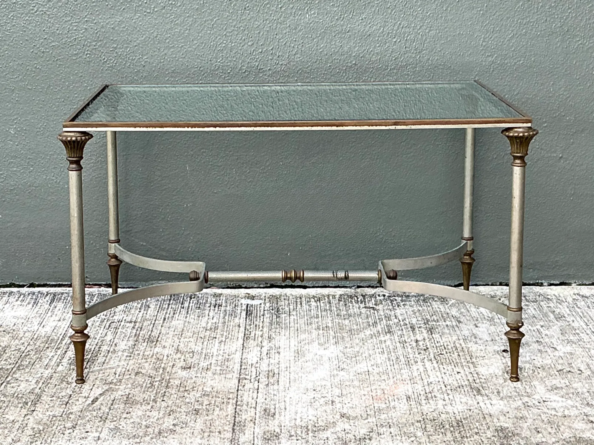 Vintage Rectangular Metal and Glass Table After Maison Jansen — additional photo 3