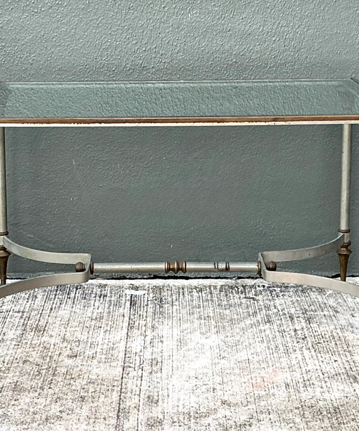 Vintage Rectangular Metal and Glass Table After Maison Jansen — additional photo 3