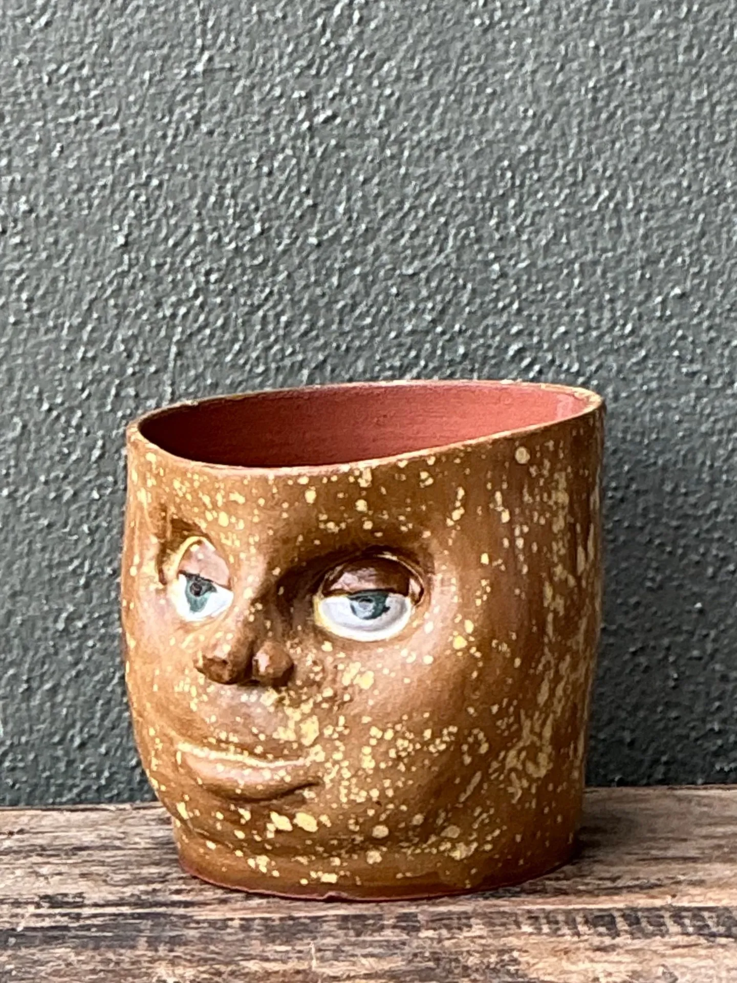 Vintage Handcrafted Ceramic Face Planter — additional photo 8
