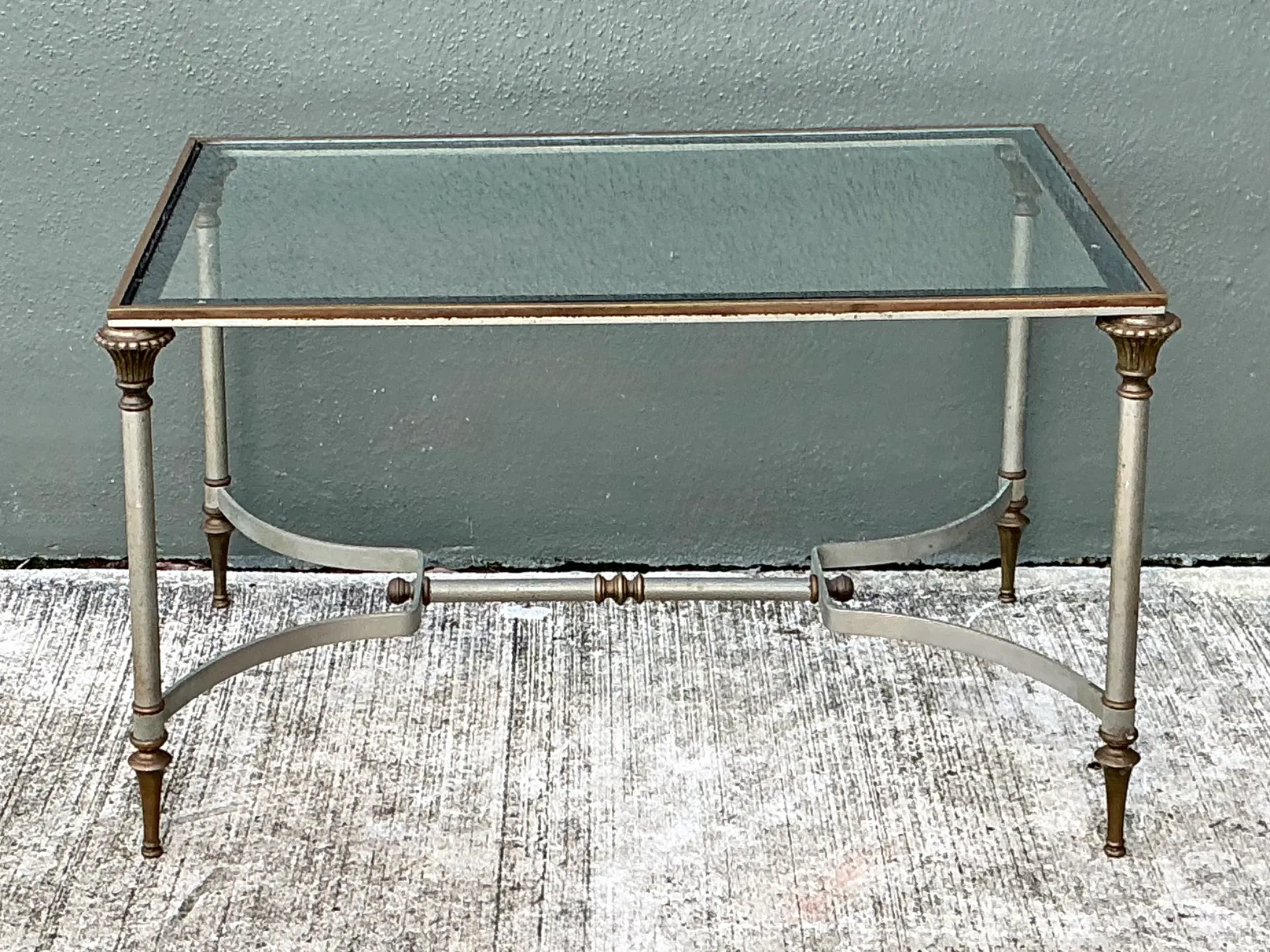 Vintage Rectangular Metal and Glass Table After Maison Jansen — additional photo 1