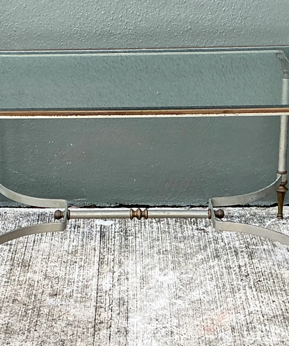 Vintage Rectangular Metal and Glass Table After Maison Jansen