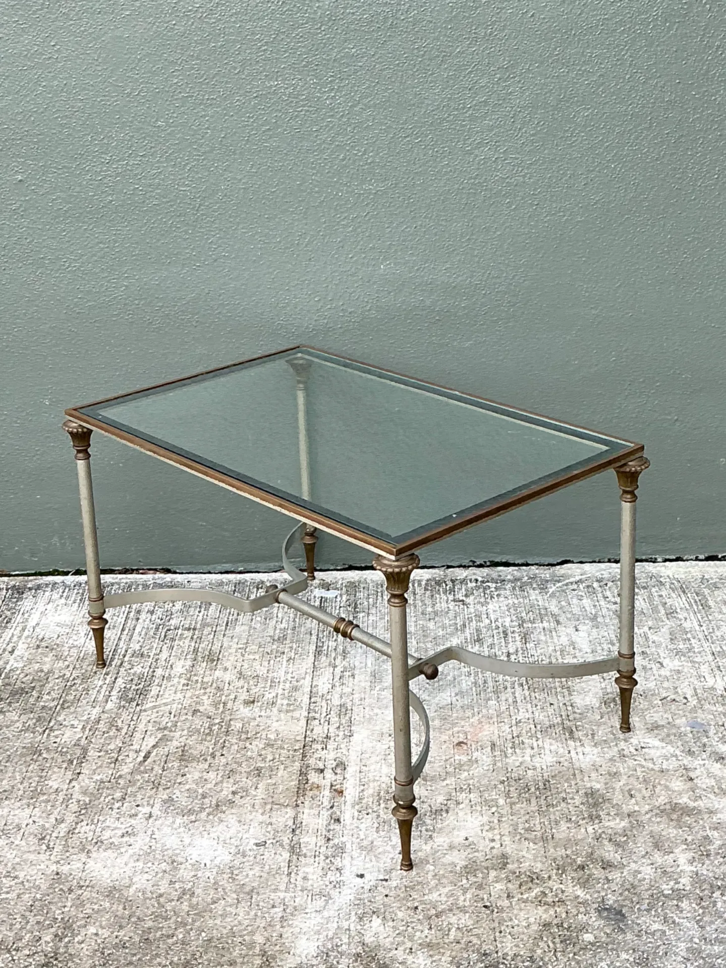 Vintage Rectangular Metal and Glass Table After Maison Jansen — additional photo 5