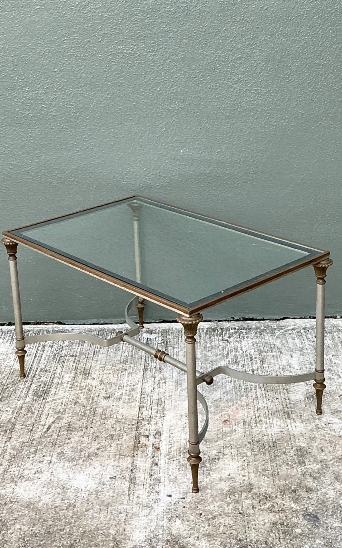 Vintage Rectangular Metal and Glass Table After Maison Jansen — additional photo 5
