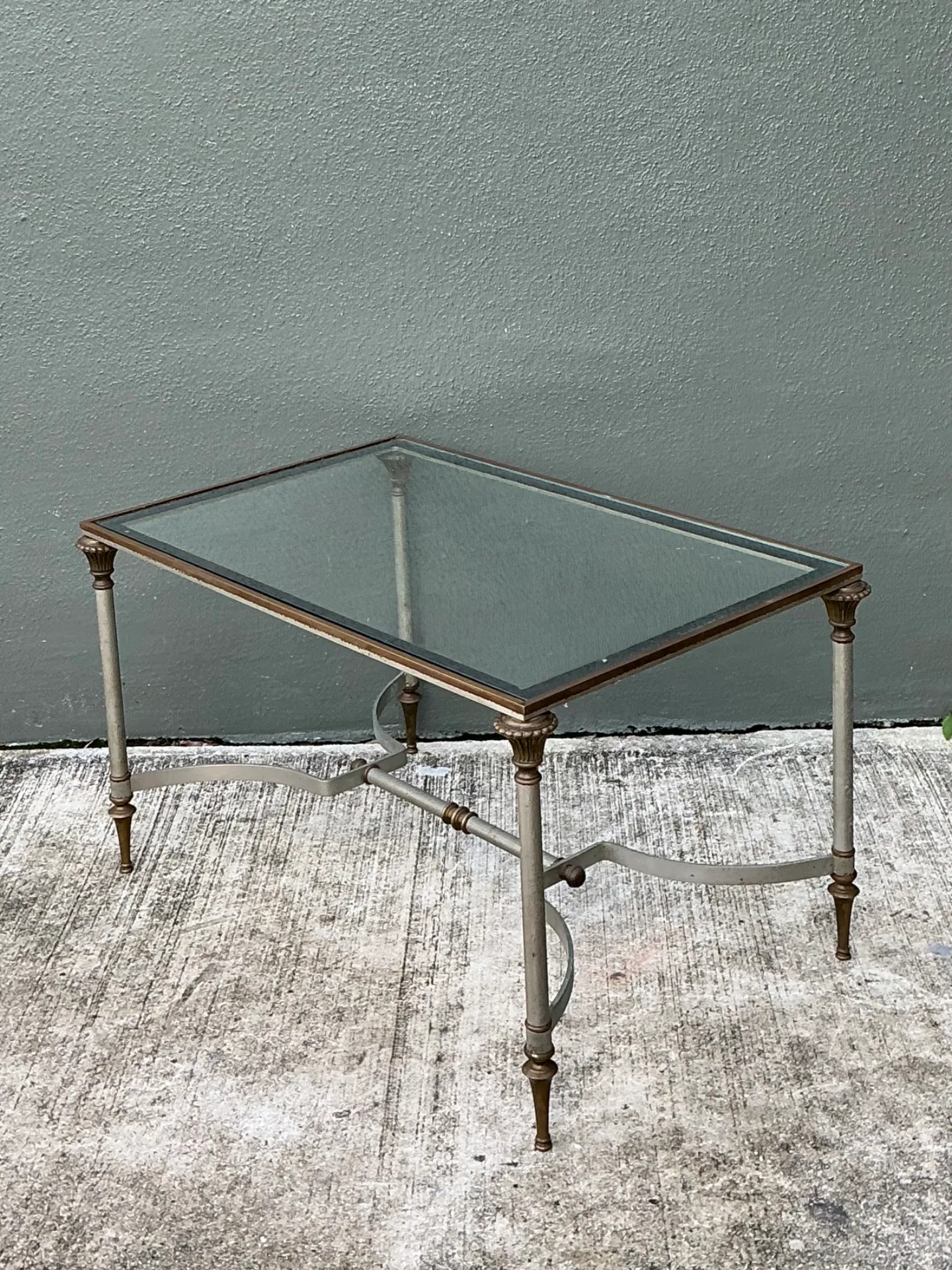 Vintage Rectangular Metal and Glass Table After Maison Jansen — additional photo 7