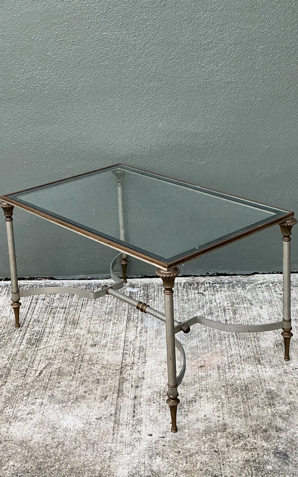 Vintage Rectangular Metal and Glass Table After Maison Jansen — additional photo 7
