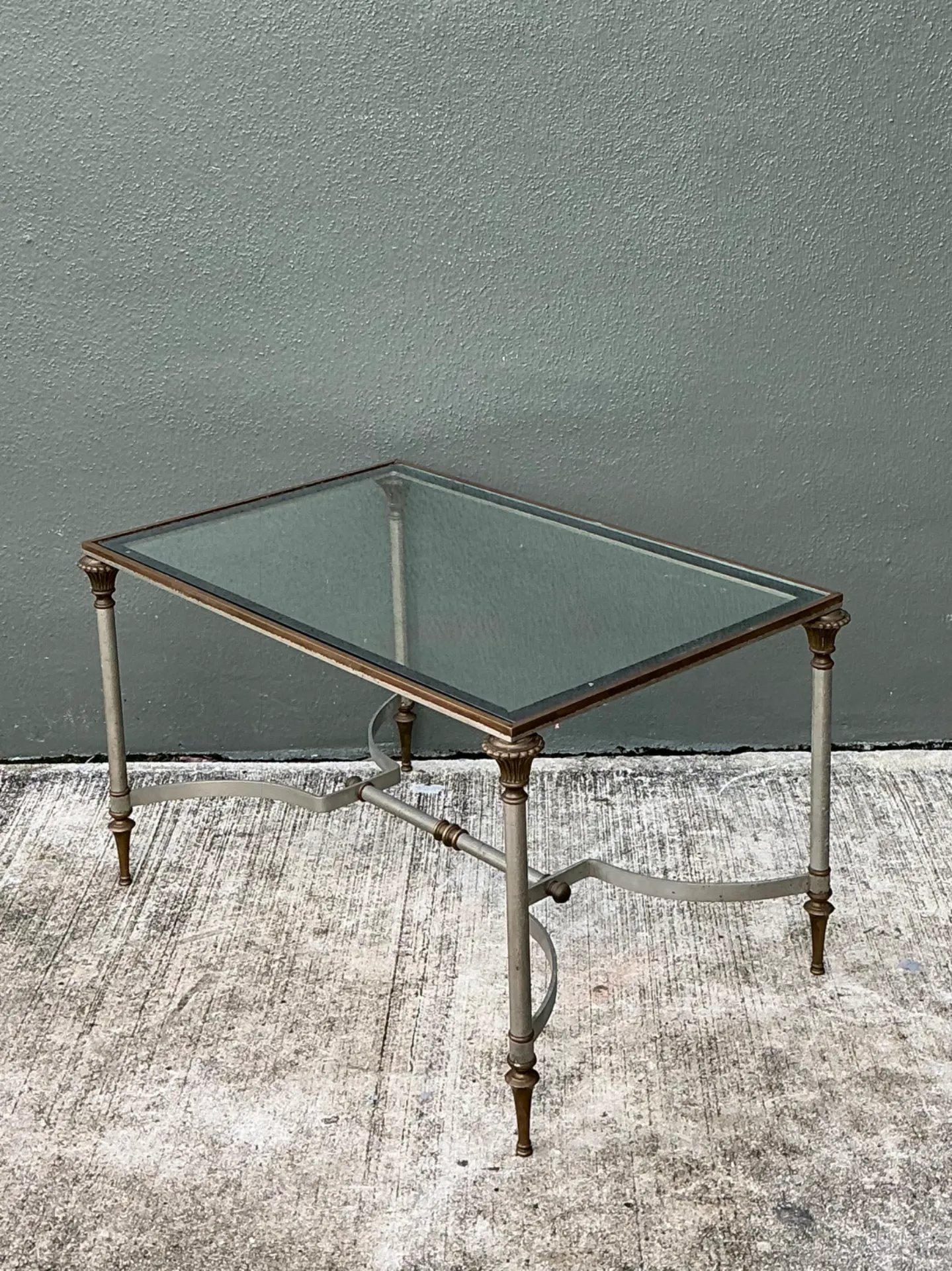 Vintage Rectangular Metal and Glass Table After Maison Jansen — additional photo 4
