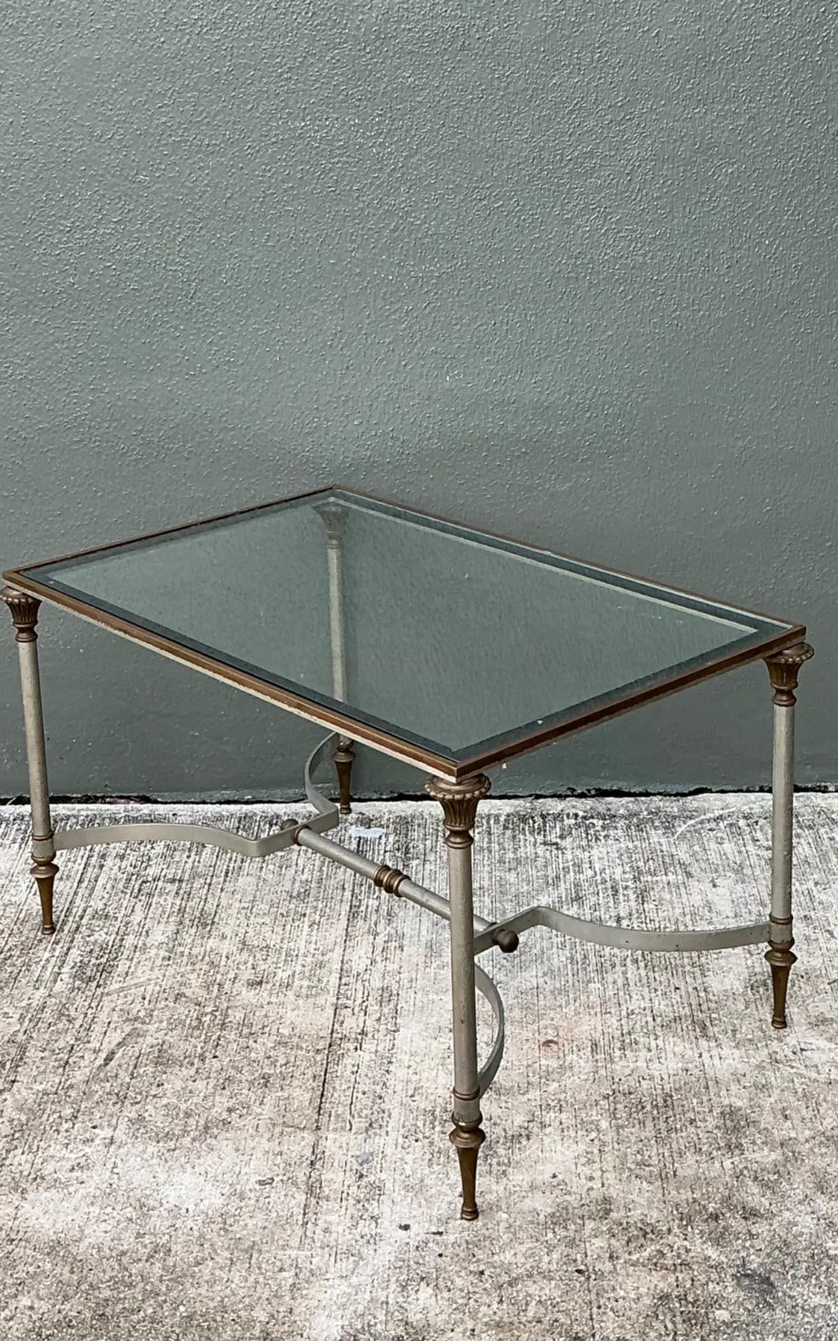 Vintage Rectangular Metal and Glass Table After Maison Jansen — additional photo 4