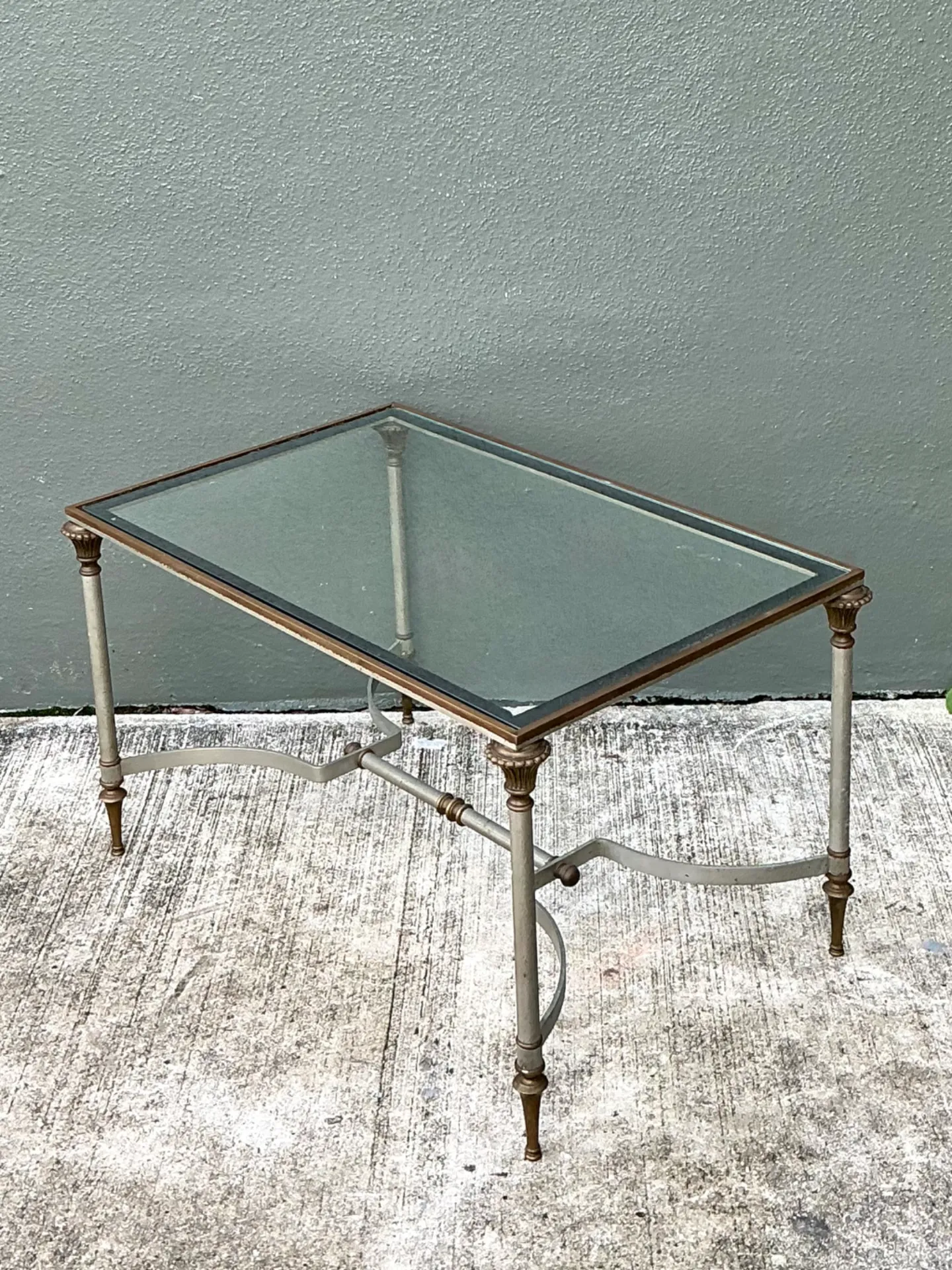 Vintage Rectangular Metal and Glass Table After Maison Jansen — additional photo 2