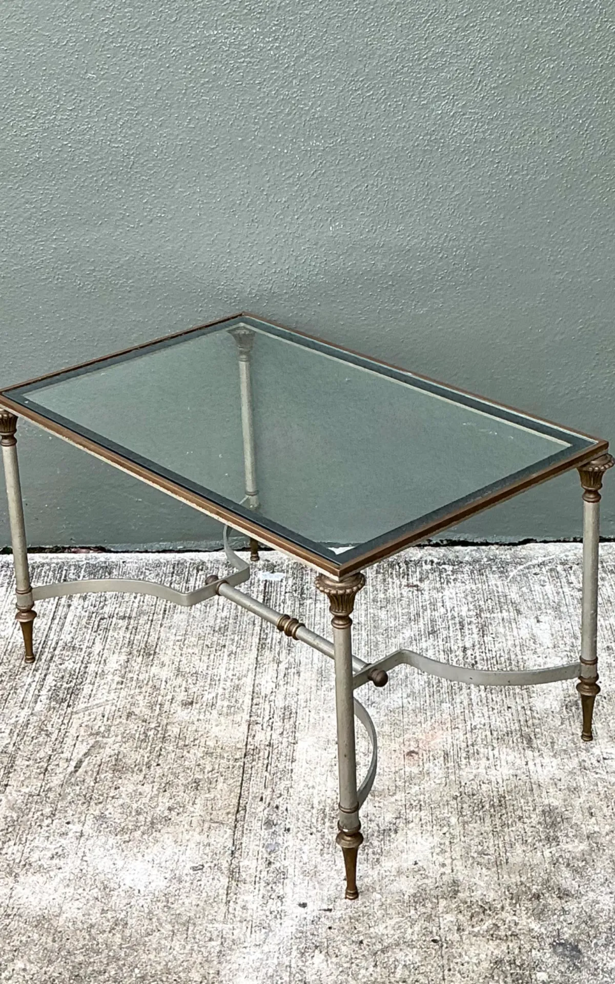 Vintage Rectangular Metal and Glass Table After Maison Jansen — additional photo 2