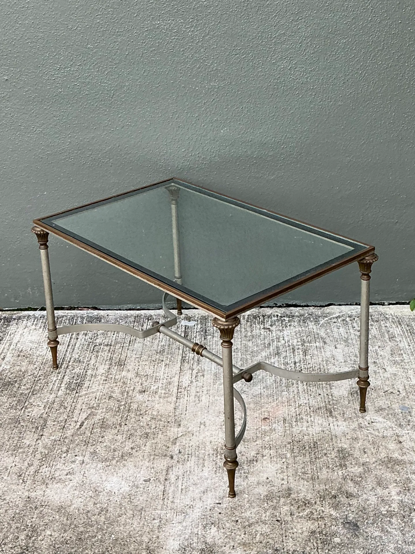 Vintage Rectangular Metal and Glass Table After Maison Jansen — additional photo 8