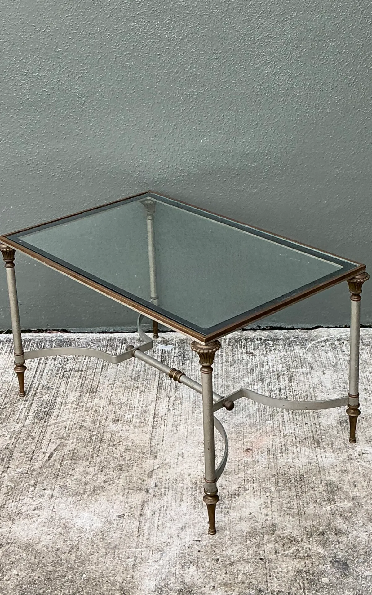 Vintage Rectangular Metal and Glass Table After Maison Jansen — additional photo 8