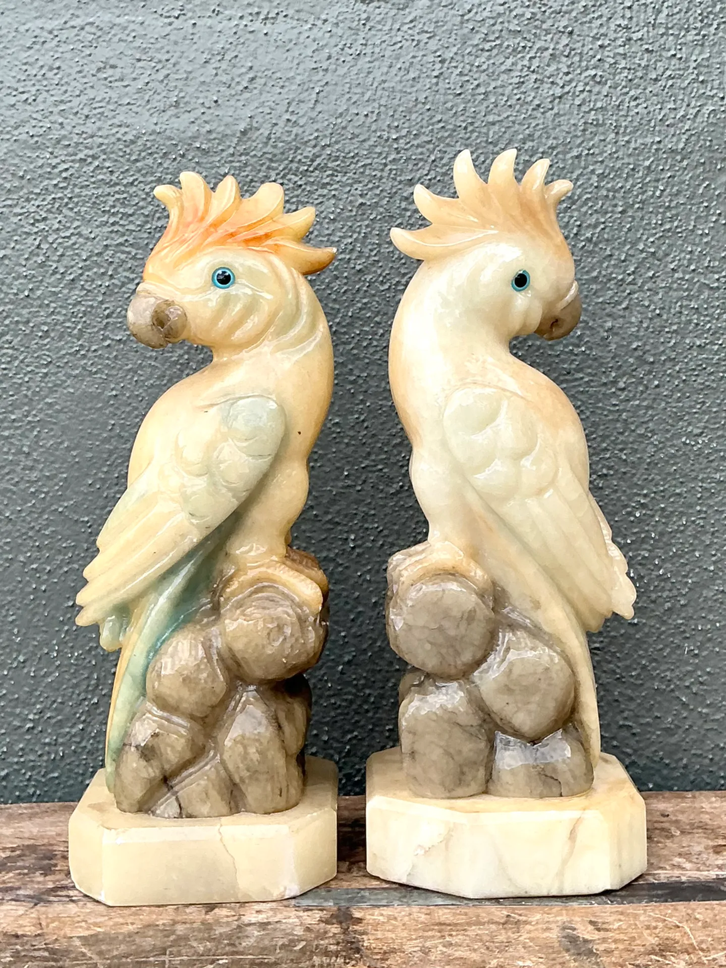 Vintage Onyx and Alabaster Cockatoos - A Pair — additional photo 1