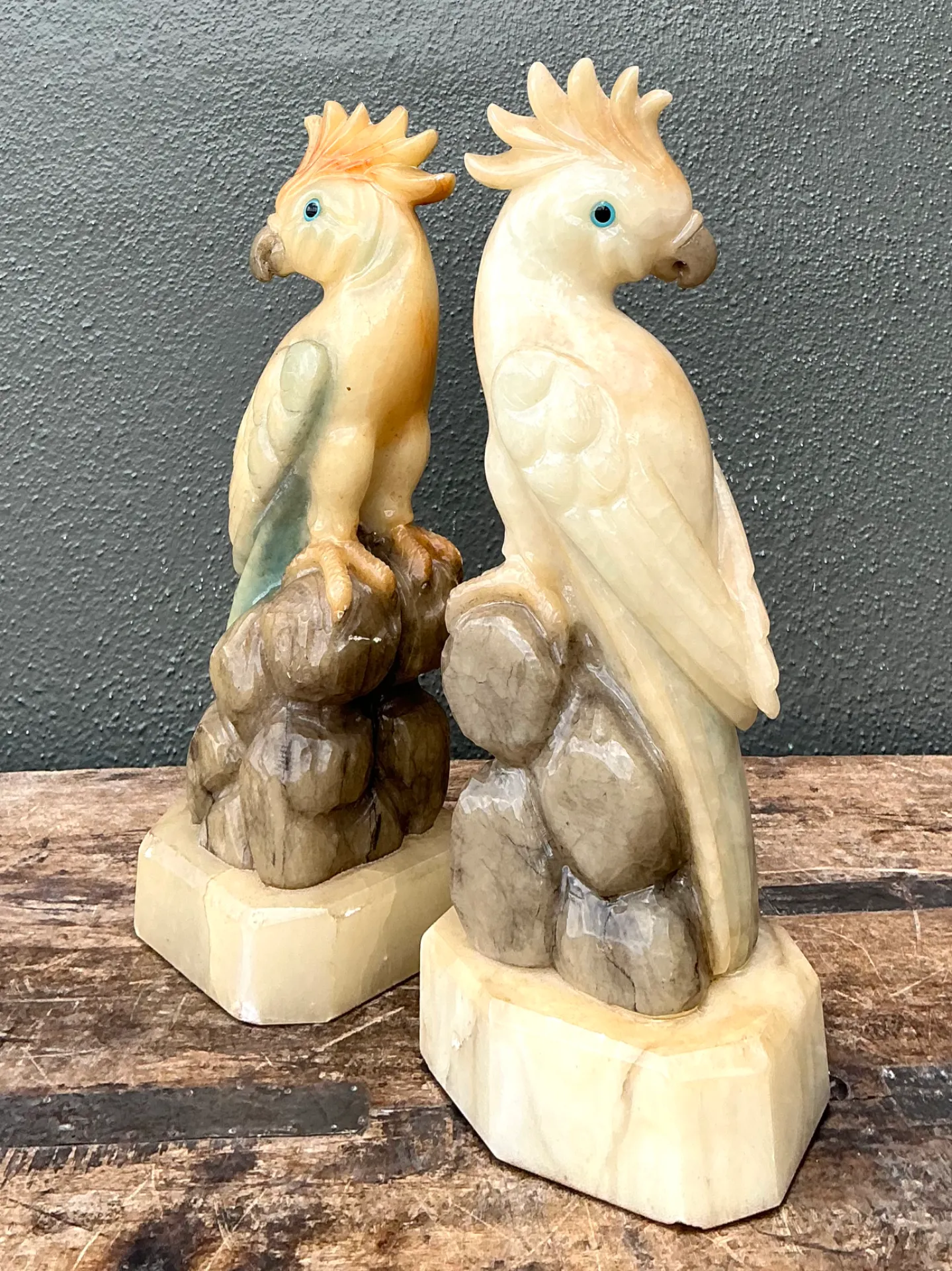 Vintage Onyx and Alabaster Cockatoos - A Pair — additional photo 7