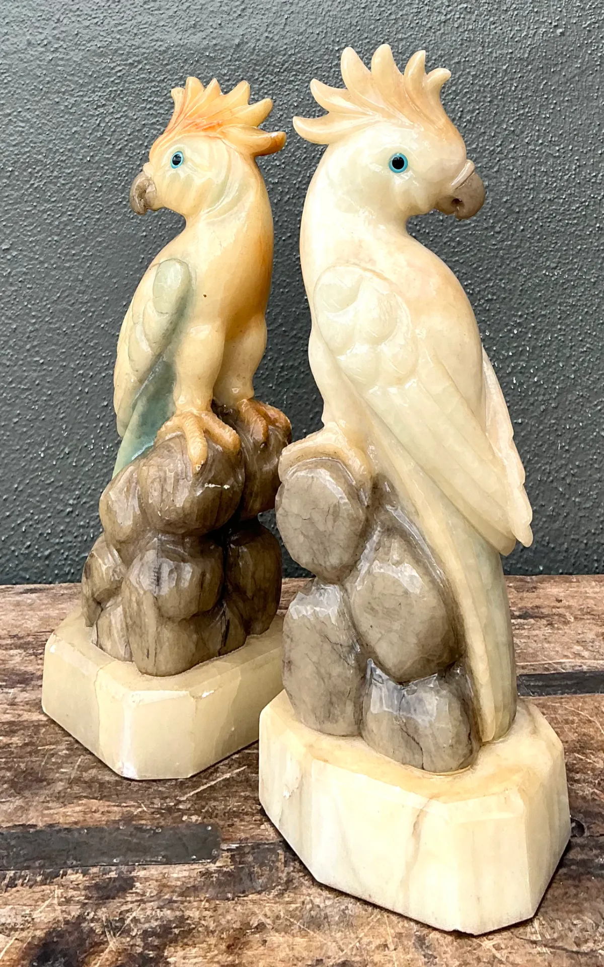 Vintage Onyx and Alabaster Cockatoos - A Pair — additional photo 7