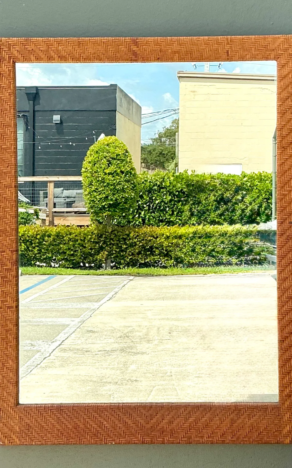 Vintage Woven Leather Rectangular Mirror — additional photo 5