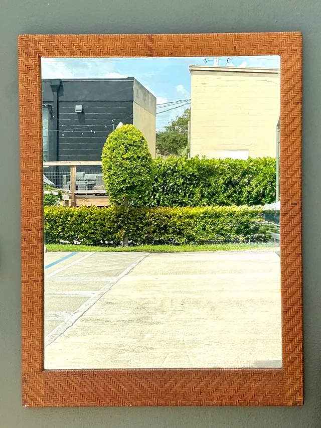 Vintage Woven Leather Rectangular Mirror — additional photo 5