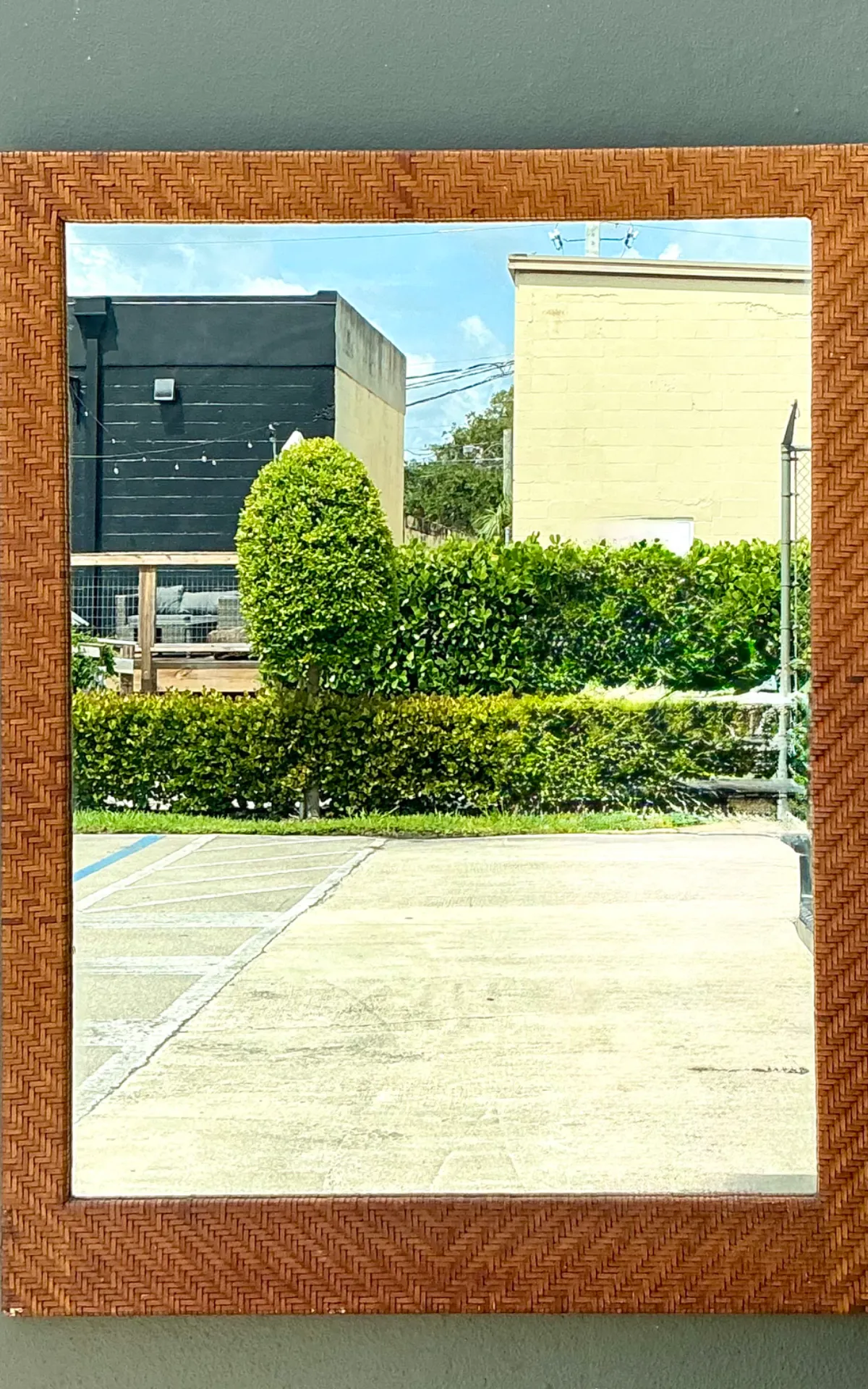 Vintage Woven Leather Rectangular Mirror — additional photo 4