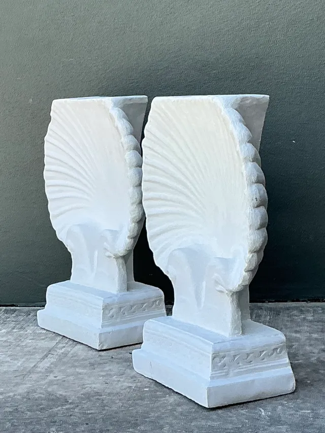 Vintage Cast Cement Shell Form Pedestals - Pair — additional photo 5