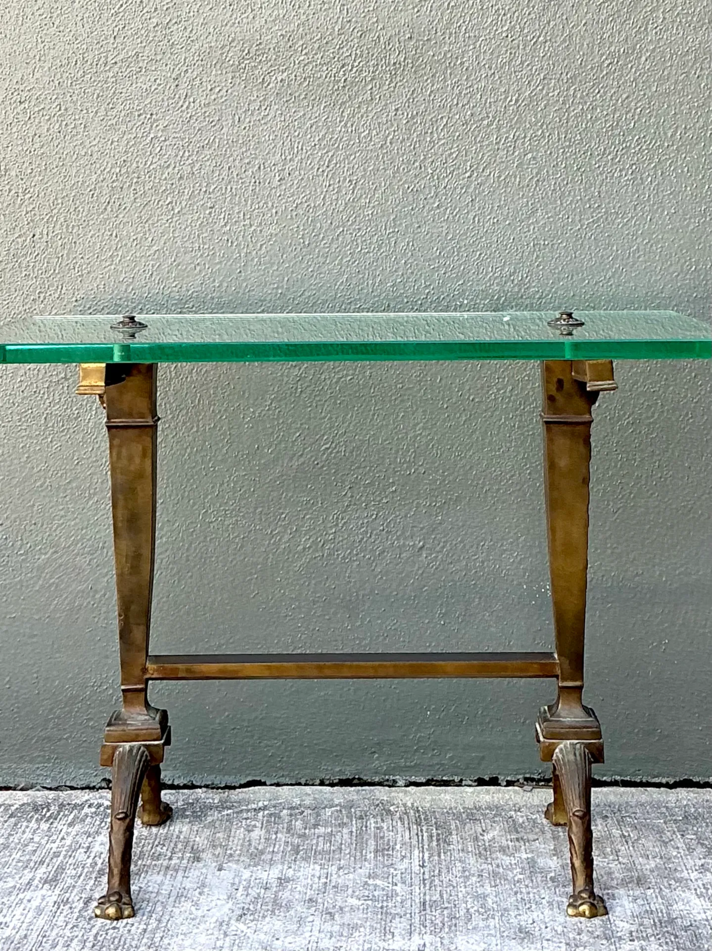 Vintage Deco Bronze and Glass Side Table — additional photo 2