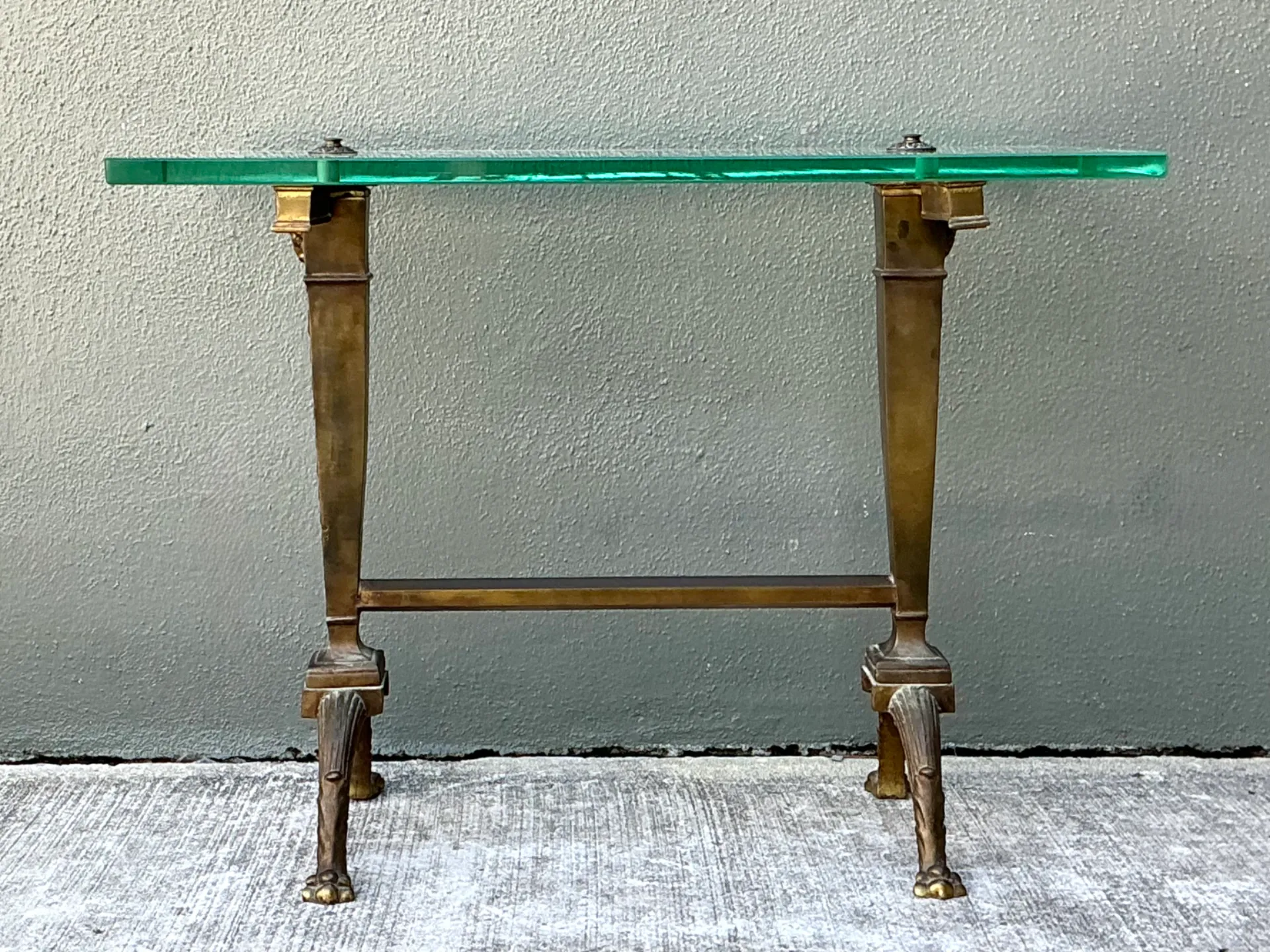 Vintage Deco Bronze and Glass Side Table — additional photo 4