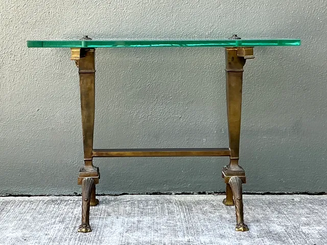 Vintage Deco Bronze and Glass Side Table — additional photo 4