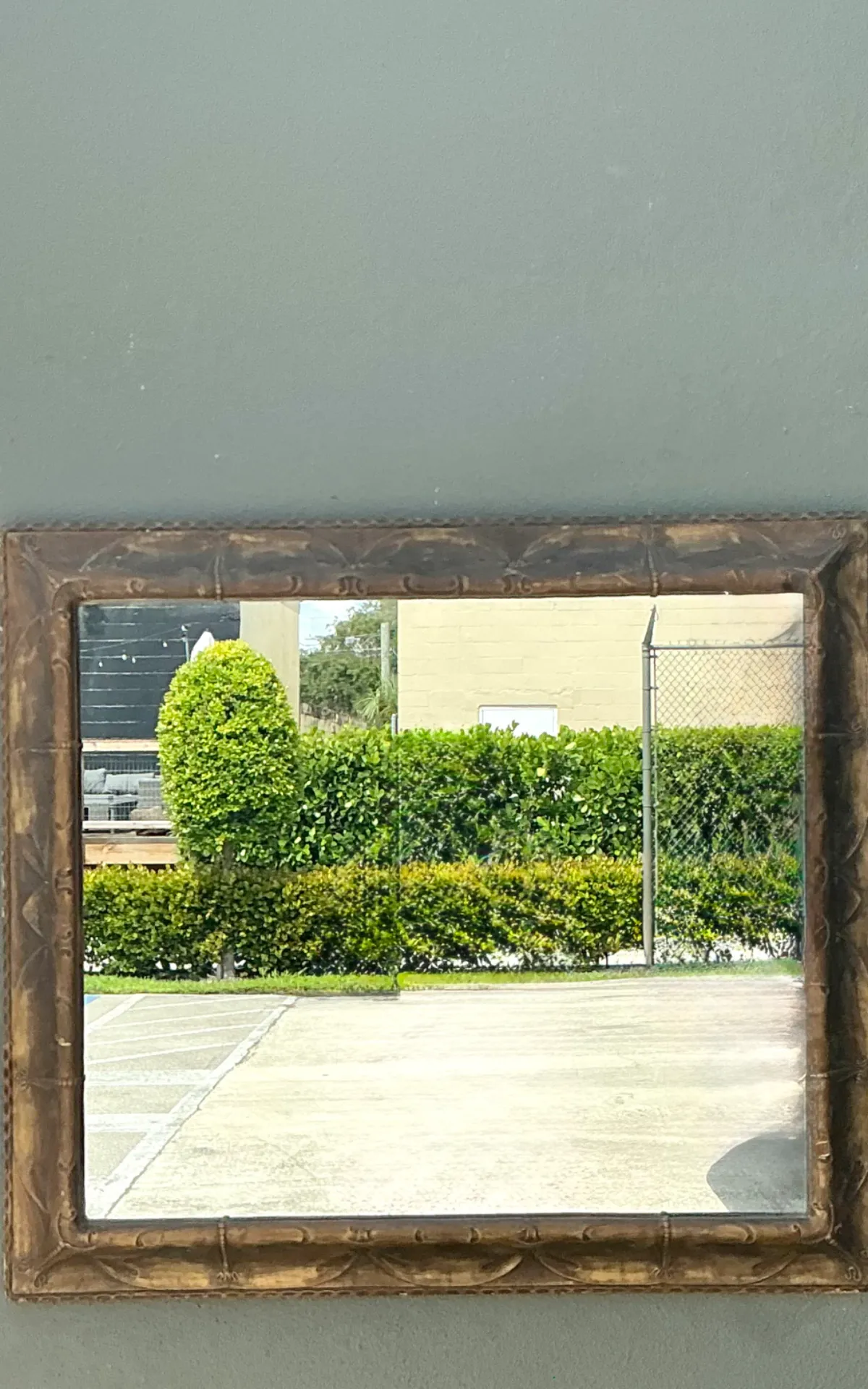 Vintage Art Nouveau Ornate Carved Wood Mirror — additional photo 4
