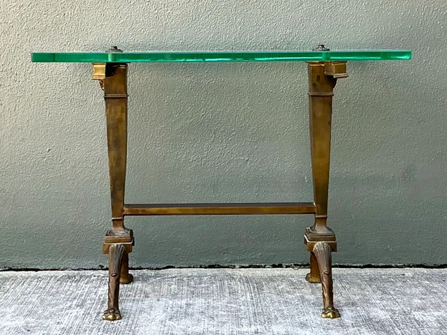 Vintage Deco Bronze and Glass Side Table — additional photo 6