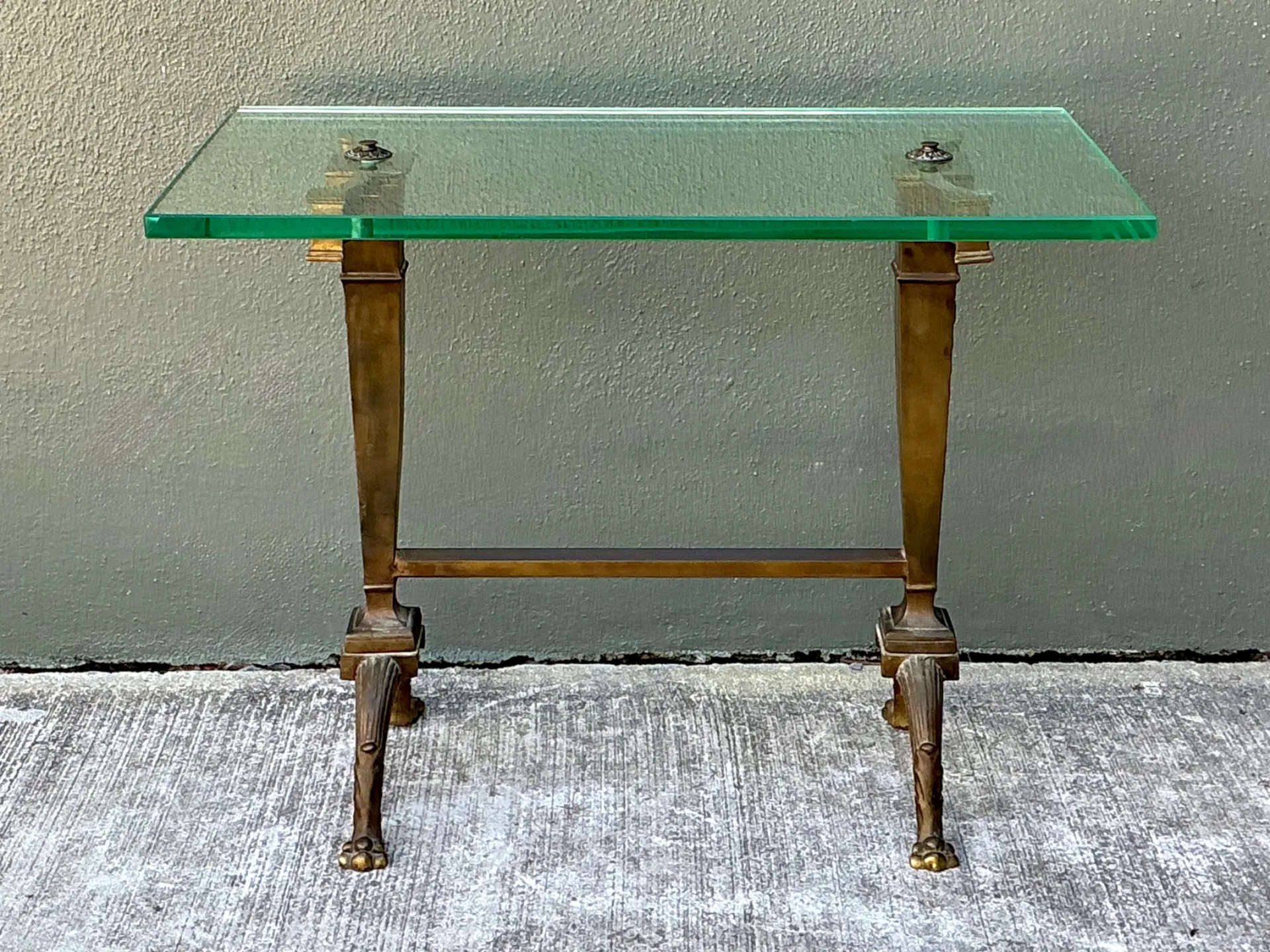 Vintage Deco Bronze and Glass Side Table — additional photo 1