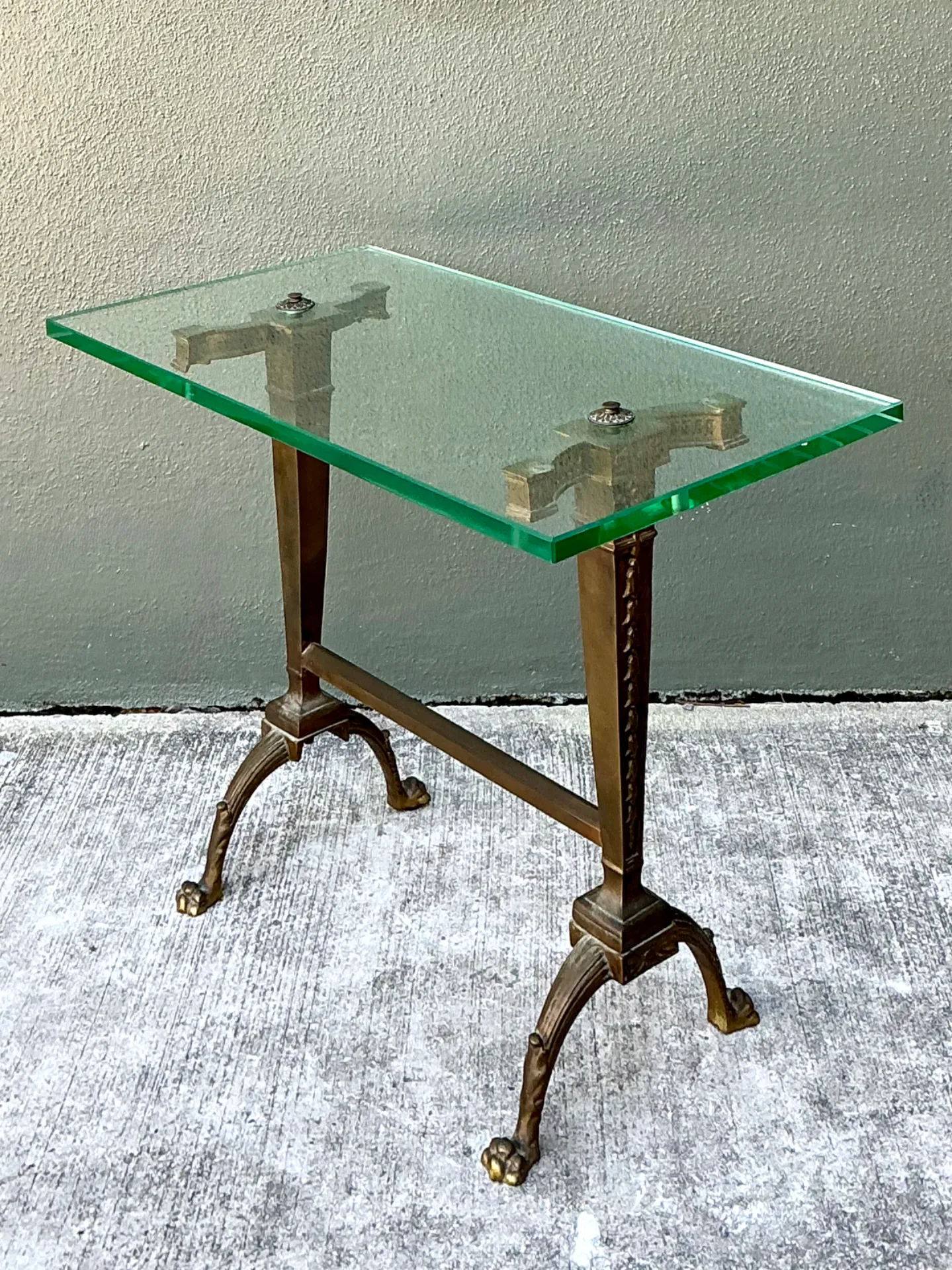 Vintage Deco Bronze and Glass Side Table — additional photo 3