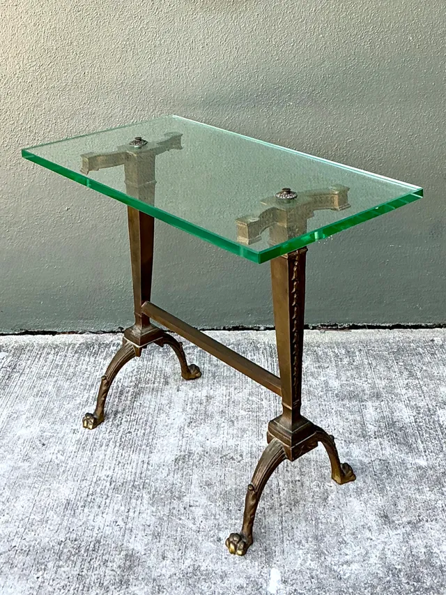 Vintage Deco Bronze and Glass Side Table — additional photo 3