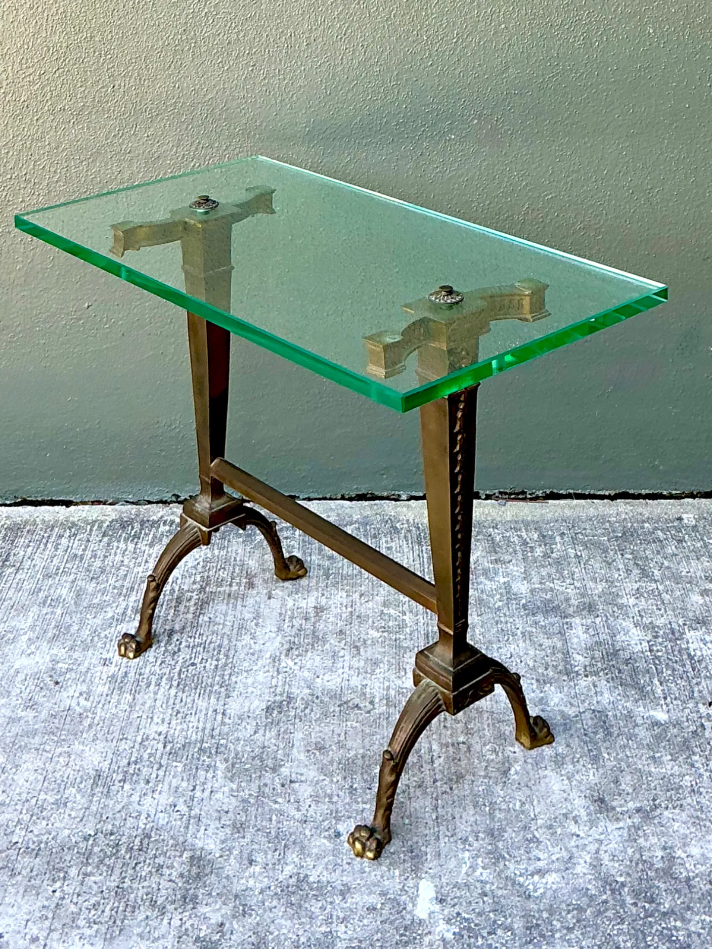 Vintage Deco Bronze and Glass Side Table — additional photo 5