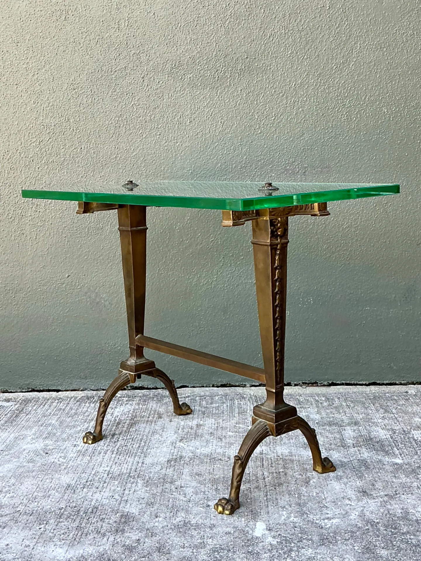 Vintage Deco Bronze and Glass Side Table — additional photo 7