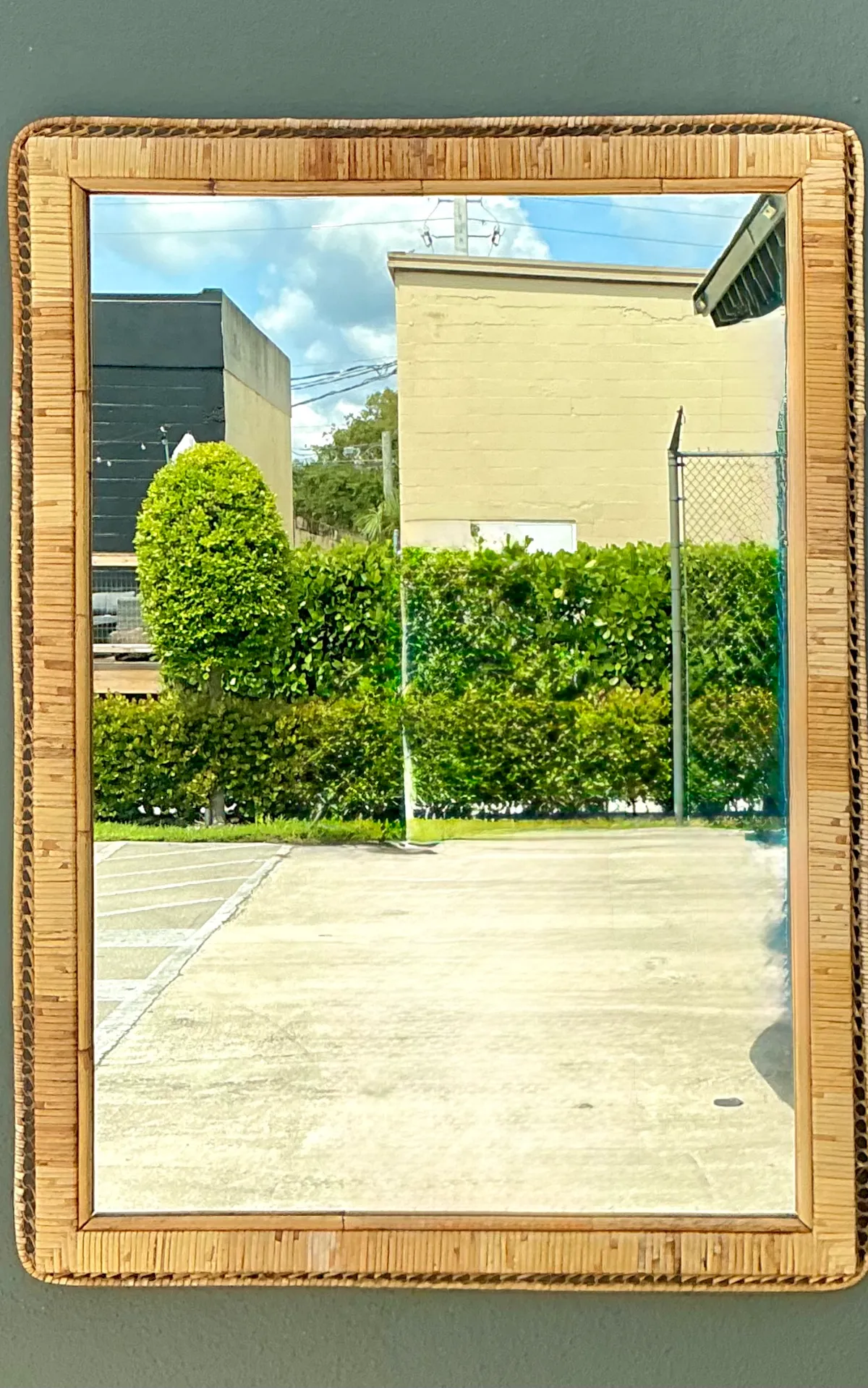 Vintage Woven Rattan Frame Mirror — additional photo 4