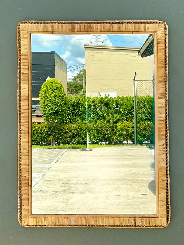 Vintage Woven Rattan Frame Mirror — additional photo 4