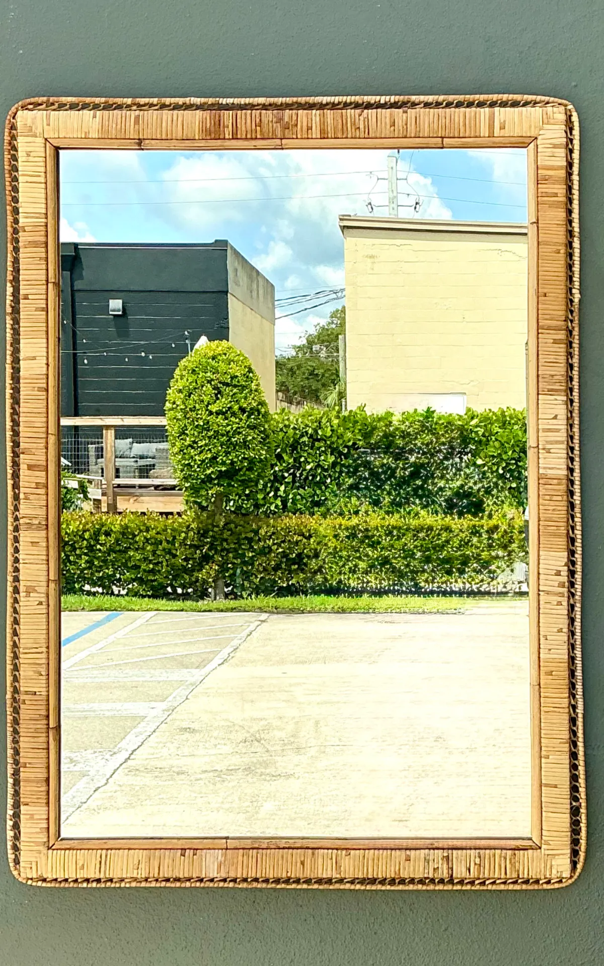 Vintage Woven Rattan Frame Mirror — additional photo 7