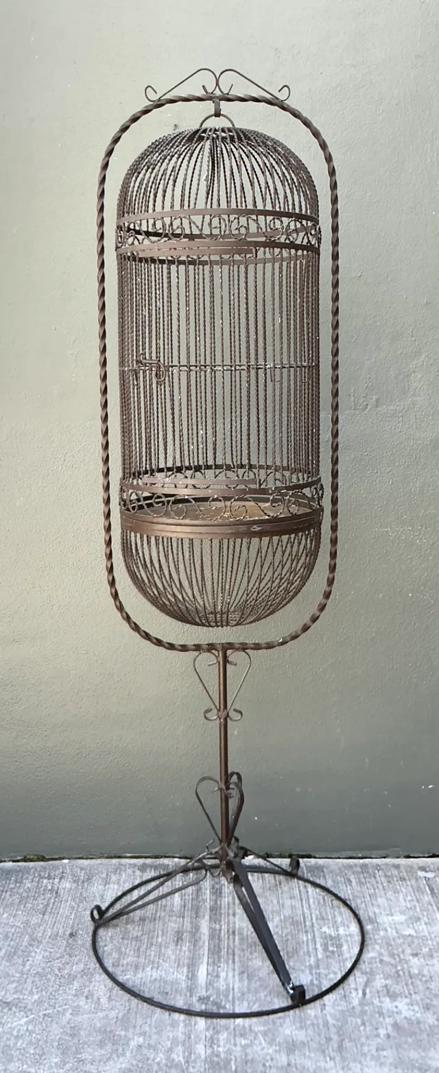 Vintage Ornate Metal Birdcage On Stand — additional photo 7